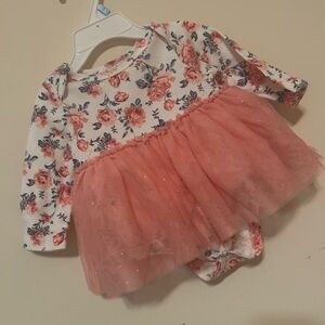 Nicole Miller Floral Onesie with Pink Tulle